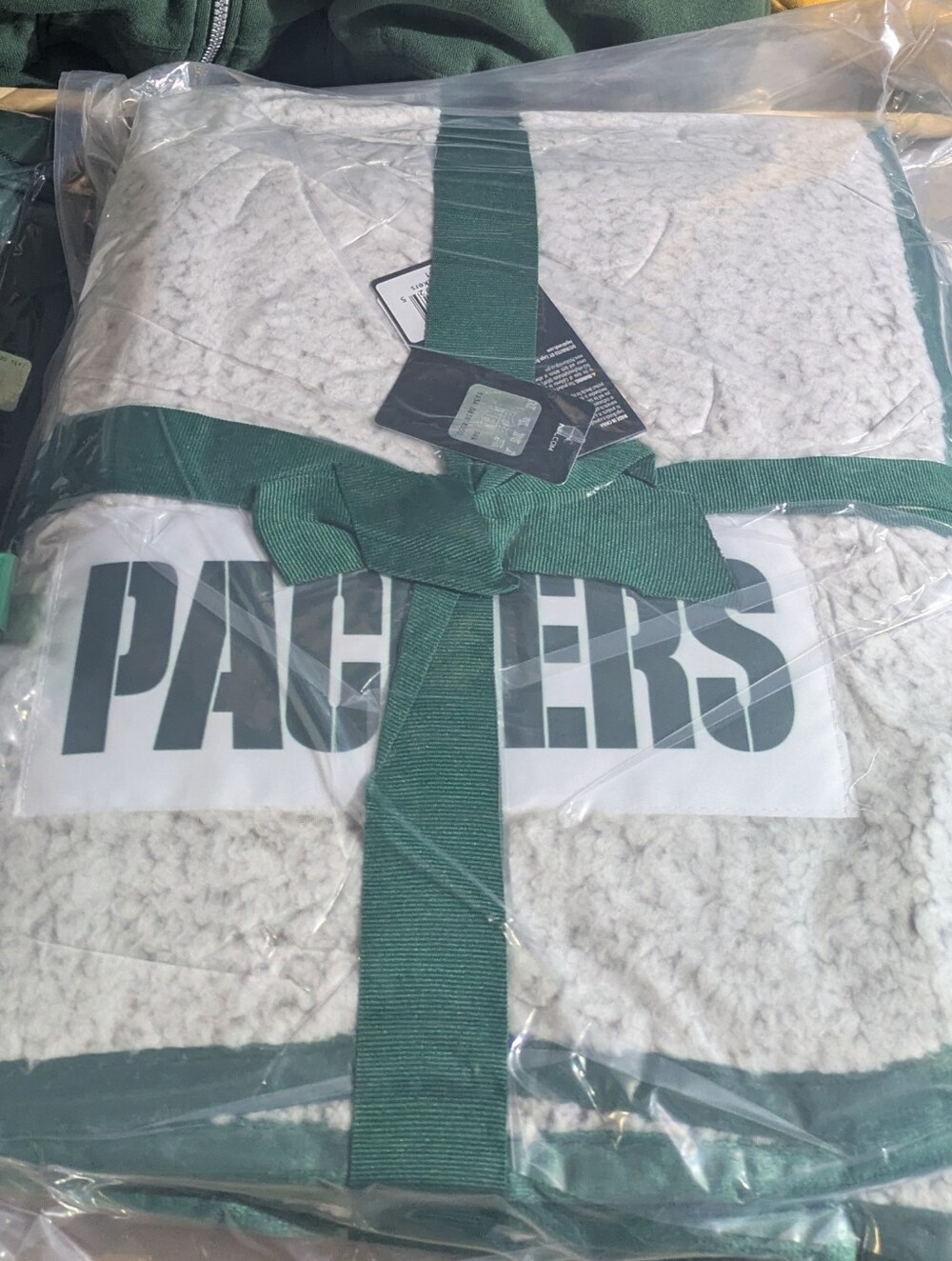 Green and Cream Packers Sherpa Throw Blanket, Tumbler, Can Cooler